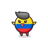 naughty colombia flag badge character in mocking pose vector