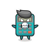 wrathful expression of the calculator mascot character vector