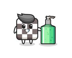cute chess board cartoon with hand sanitizer vector