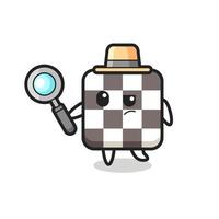 tablero de ajedrez personaje detective está analizando un caso vector