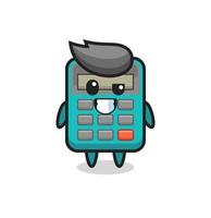 cute calculator mascot with an optimistic face vector
