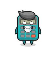 evil expression of the calculator cute mascot character vector