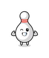 the muscular bowling pin character is posing showing his muscles vector