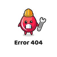 error 404 con la mascota linda gota de sangre vector