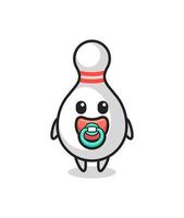 baby bowling pin cartoon character with pacifier vector