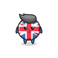 the bored expression of cute united kingdom flag badge characters vector