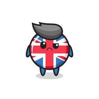 the mascot of the united kingdom flag badge with sceptical face vector