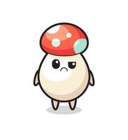 the mascot of the mushroom with skeptical face vector