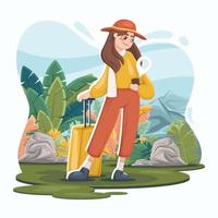 Girl Traveling for Holiday vector