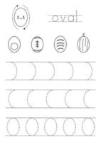 Learning basic geometric forms for children. Black and white oval. vector