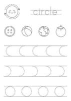 Learning basic geometric forms for children. Black and white circle. vector