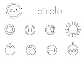 Learning circle shape for children. Basic 2d shapes. vector