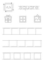 aprendizaje de formas geométricas básicas para niños. cuadrado blanco y negro. vector