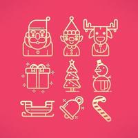 lindo conjunto de iconos de navidad vector