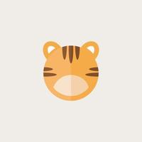 Cute tigers head. Funny doodle animals. Vector illustration