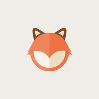 Cute fox head simple flat style. Isolated vector illustration