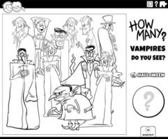 counting cartoon vampires game coloring book page vector
