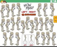 counting left and right pictures of cartoon mummy vector