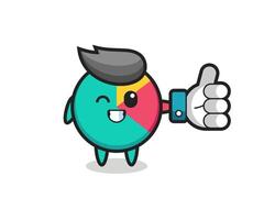 cute chart with social media thumbs up symbol vector