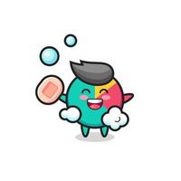 chart character is bathing while holding soap vector