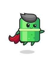 cute bamboo superhero character is flying vector