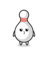 the bored expression of cute bowling pin characters vector