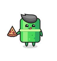 cute bamboo cartoon eating pizza vector