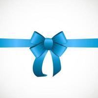 Gift Card with Blue Ribbon and Bow. Vector illustration