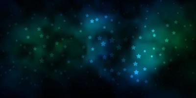 textura de vector azul oscuro, verde con hermosas estrellas.