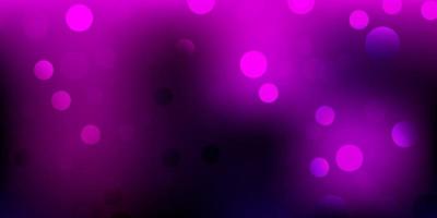 Dark pink vector background with bubbles.