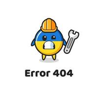 error 404 con la linda mascota de la insignia de la bandera de ucrania vector