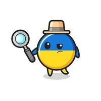 ukraine flag badge detective character is analyzing a case vector