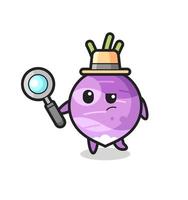 turnip detective character is analyzing a case vector