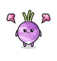 annoyed expression of the cute turnip cartoon character vector