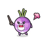 cute turnip grandpa is getting angry vector