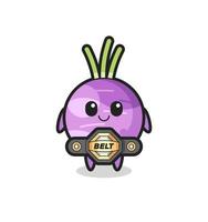 the MMA fighter turnip mascot with a belt vector
