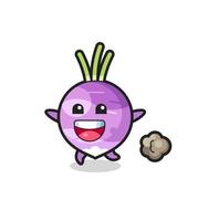 the happy turnip cartoon with running pose vector