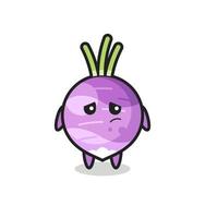 the lazy gesture of turnip cartoon character vector