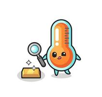 thermometer character is checking the authenticity of the gold bullion vector