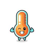 the muscular thermometer character is posing showing his muscles vector