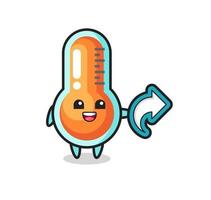 cute thermometer hold social media share symbol vector