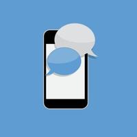 Abstract Design Flat Mobile Phone with Speech Bubbles. Vector