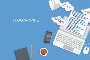 Programming Coding Flat Concept Vector Illustration