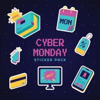 paquete de pegatinas de Cyber Monday vector