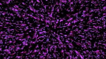 Abstract violet glow particles pattern waveform oscillation fast move