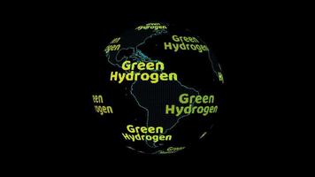 Mapa del mundo digital de hidrógeno verde, concepto de energía limpia de combustible