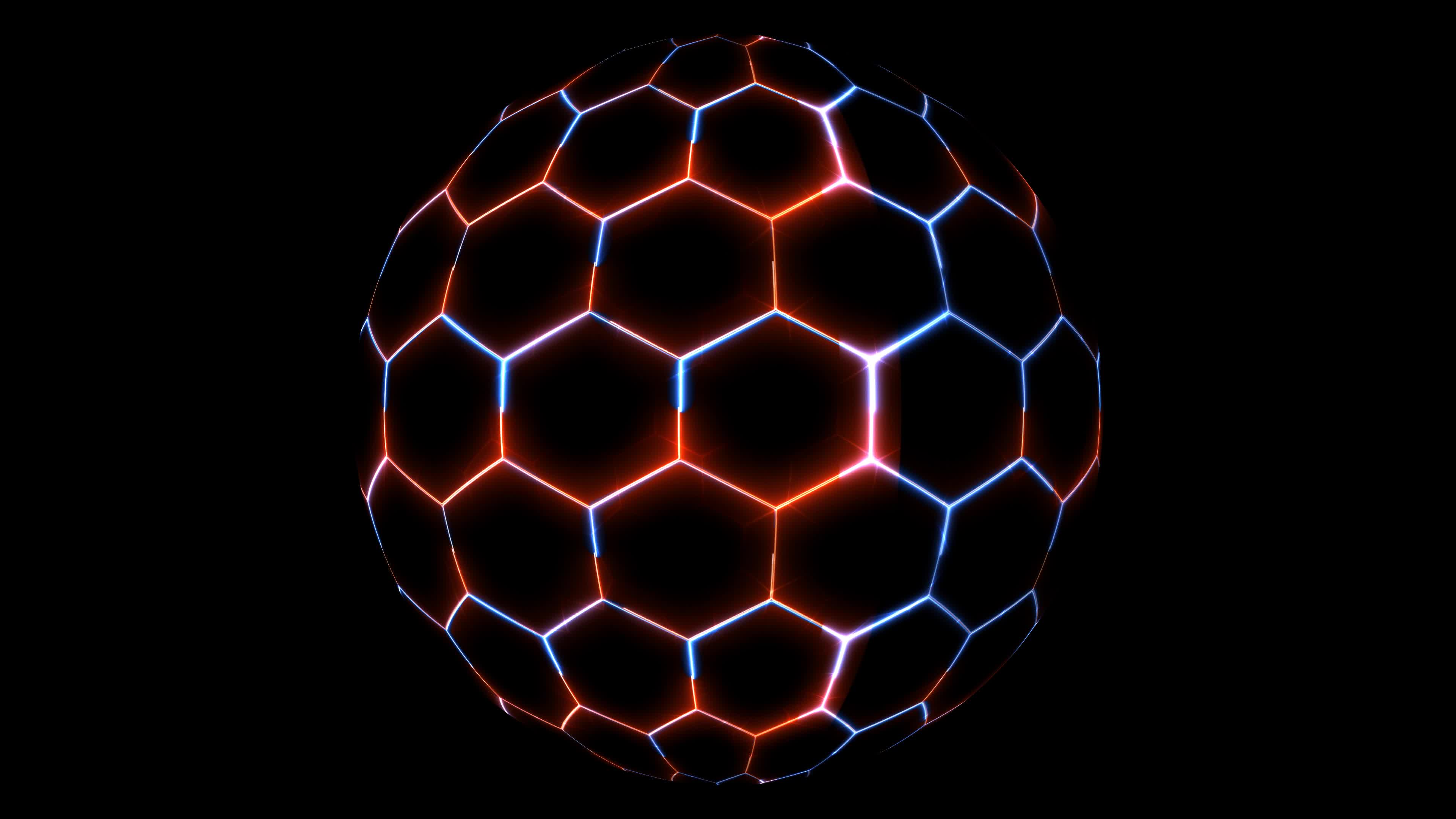 Hexagon and red blue laser sphere ball on the black screen 3394838