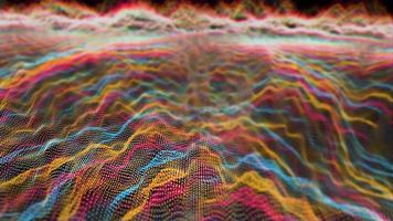ligne abstraite futuriste forme d'onde de boules d'élément aqua jaune rouge video
