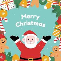 Merry Christmas Greeting Background with Santa Claus Character vector