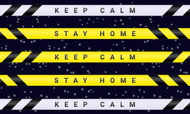 Vector graphic of stay at home tape isolated on dark blue background.